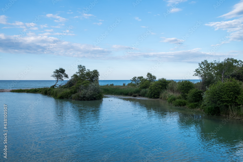 Landscape of adriatic sea, Trabocchi coast, to abruzzo, in italy.