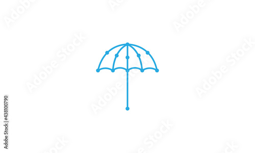 lines connect tech umbrella logo vector icon illustration design