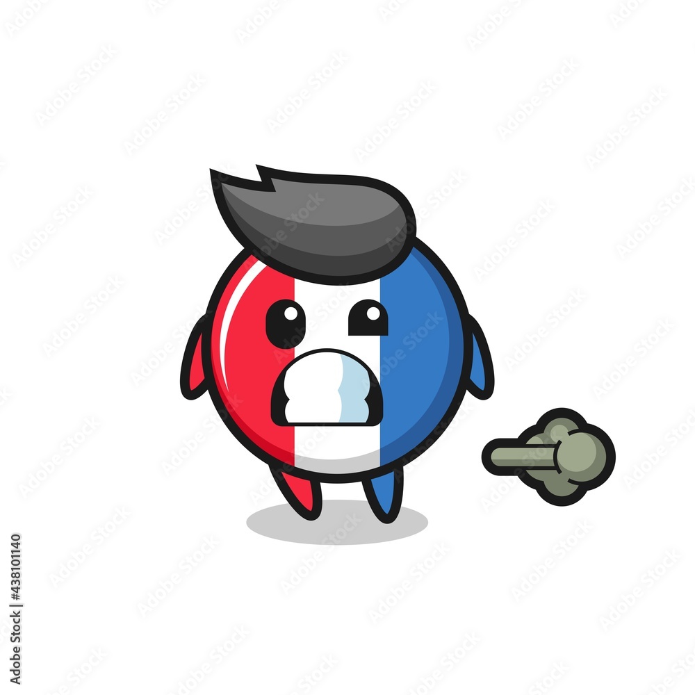 the illustration of the france flag badge cartoon doing fart the illustration of the france flag badge cartoon doing fart