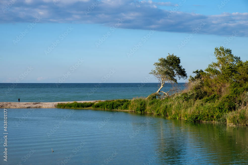 Landscape of adriatic sea, Trabocchi coast, to abruzzo, in italy.