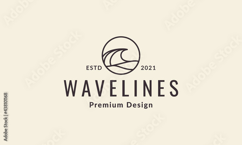 lines hipster waves logo vector icon illustration design
