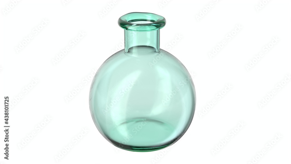 3D illustration of clean glass flask isolated on white