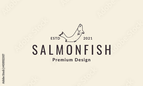 lines hipster fish salmon logo vector icon illustration design