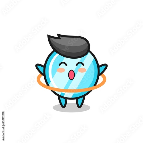 cute mirror cartoon is playing hula hoop