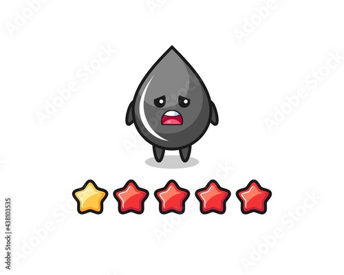 the illustration of customer bad rating, oil drop cute character with 1 star