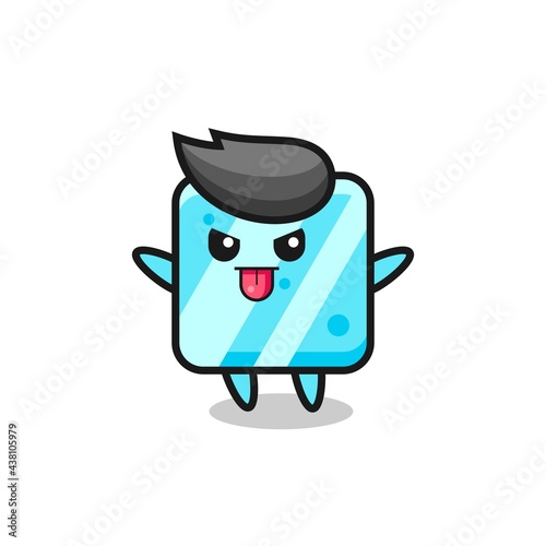 naughty ice cube character in mocking pose