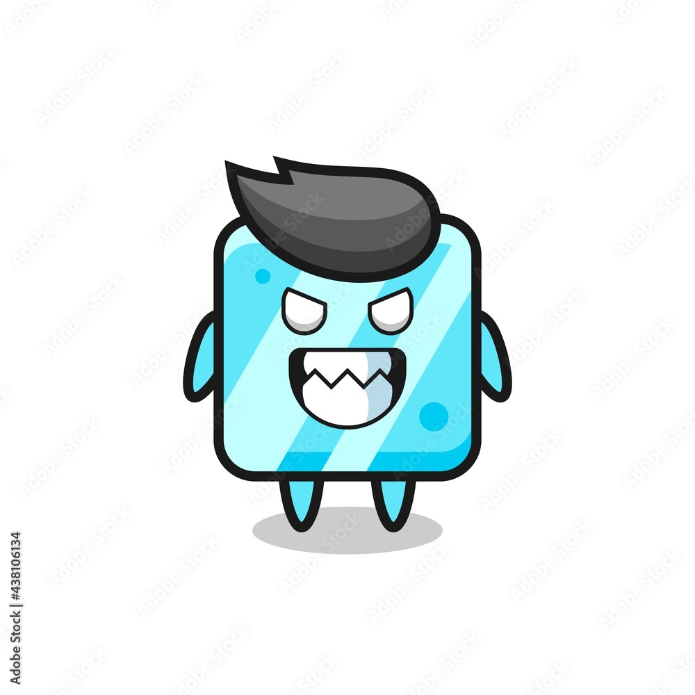 evil expression of the ice cube cute mascot character evil expression of the ice cube cute mascot character
