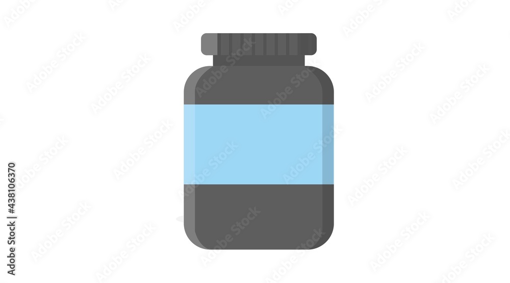 Vector Isolated Illustration of a Protein Bottle. Flat Protein Icon Vector Isolated Illustration of a Protein Bottle. Flat Protein Icon