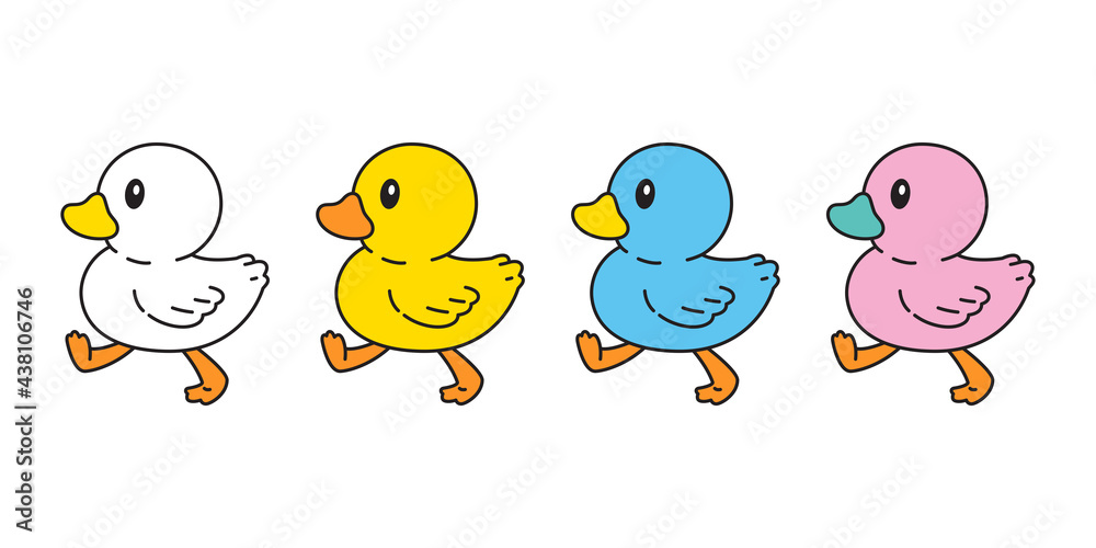 duck vector icon rubber duck logo walking bathroom shower bird chicken  cartoon character symbol doodle illustration design Stock Vector | Adobe  Stock