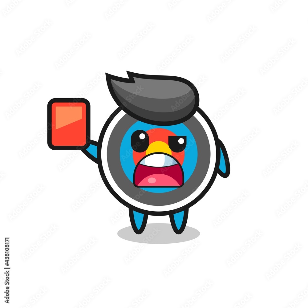 target archery cute mascot as referee giving a red card target archery cute mascot as referee giving a red card