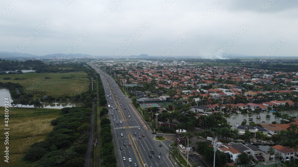 Aerial view of highway  in Guayaquil, Ecuador