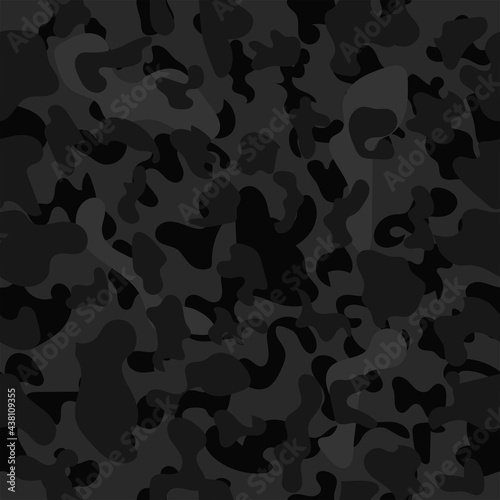 Camouflage pattern background vector. Military camouflage texture seamless pattern. Black. Vector illustration.
