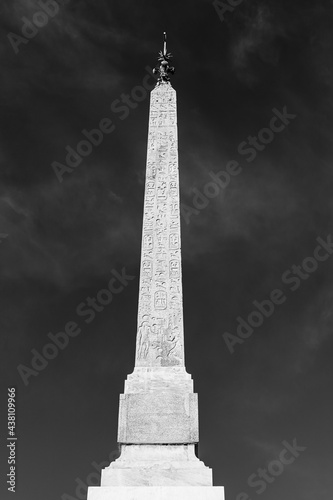 Sallustiano obelisk in front of the church of Santissima Trinita dei Monti above the Spanish Steps in Spanish Square, Rome, Lazio region, Italy photo