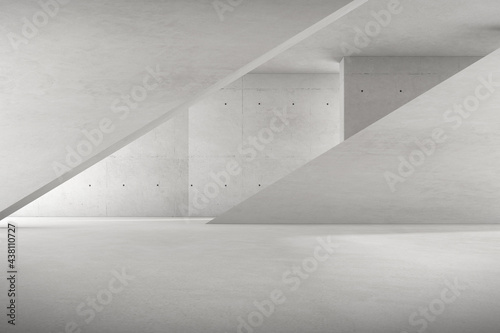 Fototapeta Naklejka Na Ścianę i Meble -  Abstract 3d rendering of empty concrete room with light and shadow on the wall.