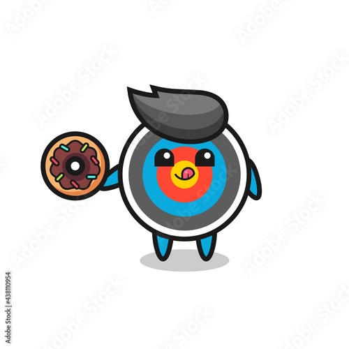 illustration of an target archery character eating a doughnut