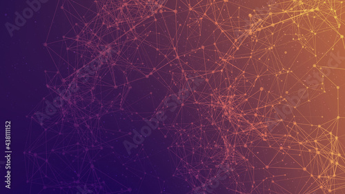 Abstract futuristic connecting dots and line with polygonal