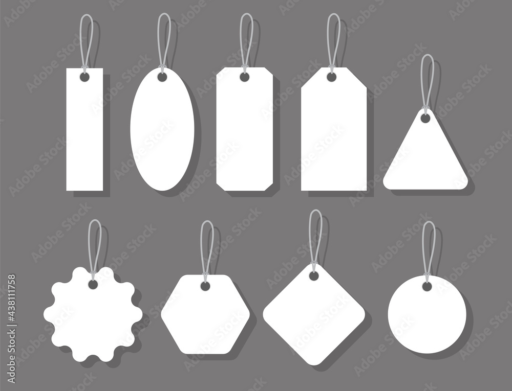 Blank labels template. Empty badges collection isolated on grey background Blank labels template. Empty badges collection isolated on grey background