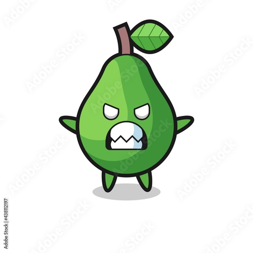wrathful expression of the avocado mascot character