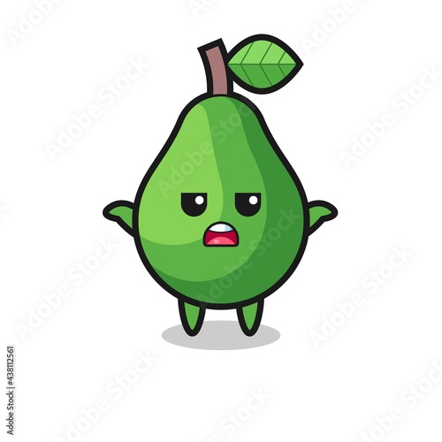 avocado mascot character saying I do not know