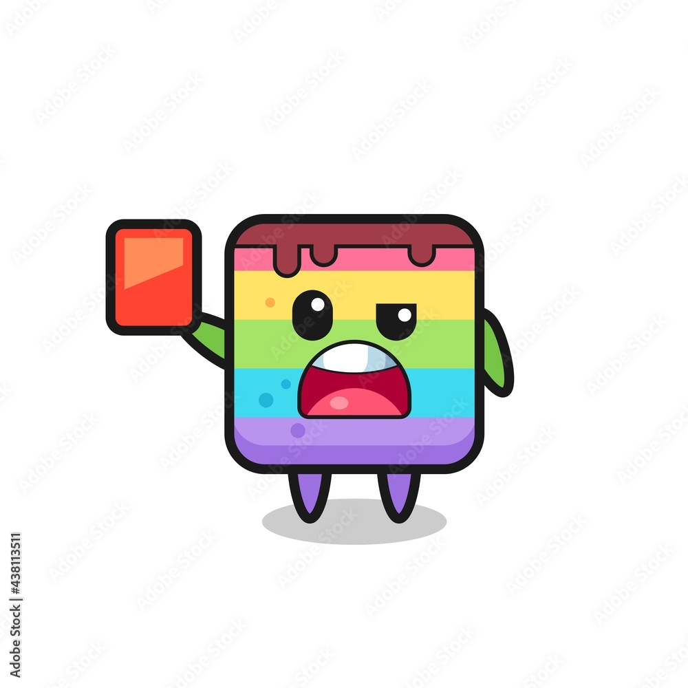 rainbow cake cute mascot as referee giving a red card rainbow cake cute mascot as referee giving a red card