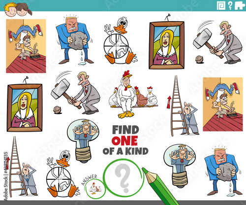 one of a kind task for children with cartoon proverbs
