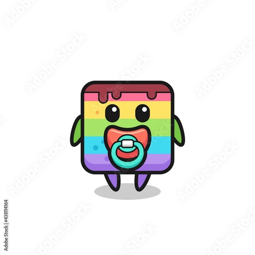 baby rainbow cake cartoon character with pacifier