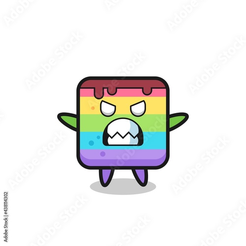 wrathful expression of the rainbow cake mascot character