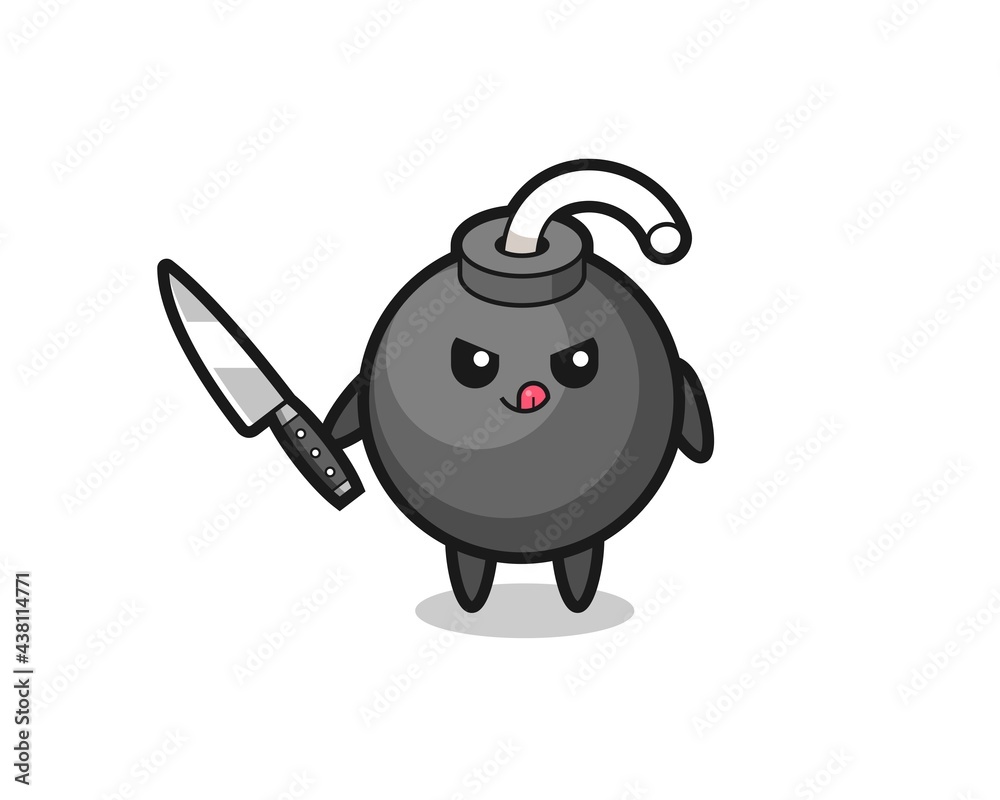 Fototapeta premium cute bomb mascot as a psychopath holding a knife