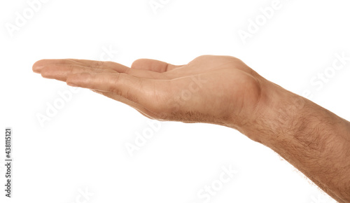 Wallpaper Mural Man holding something on white background, closeup Torontodigital.ca