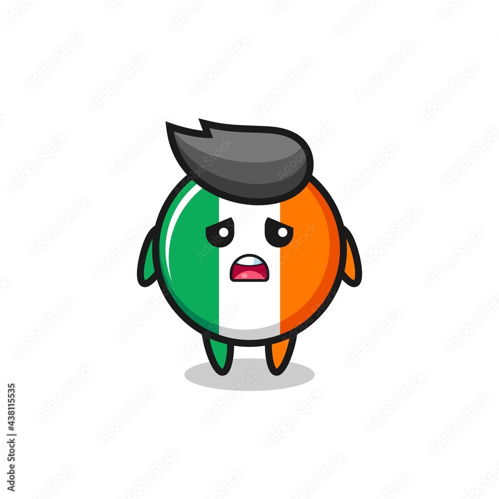 Obraz premium disappointed expression of the ireland flag badge cartoon