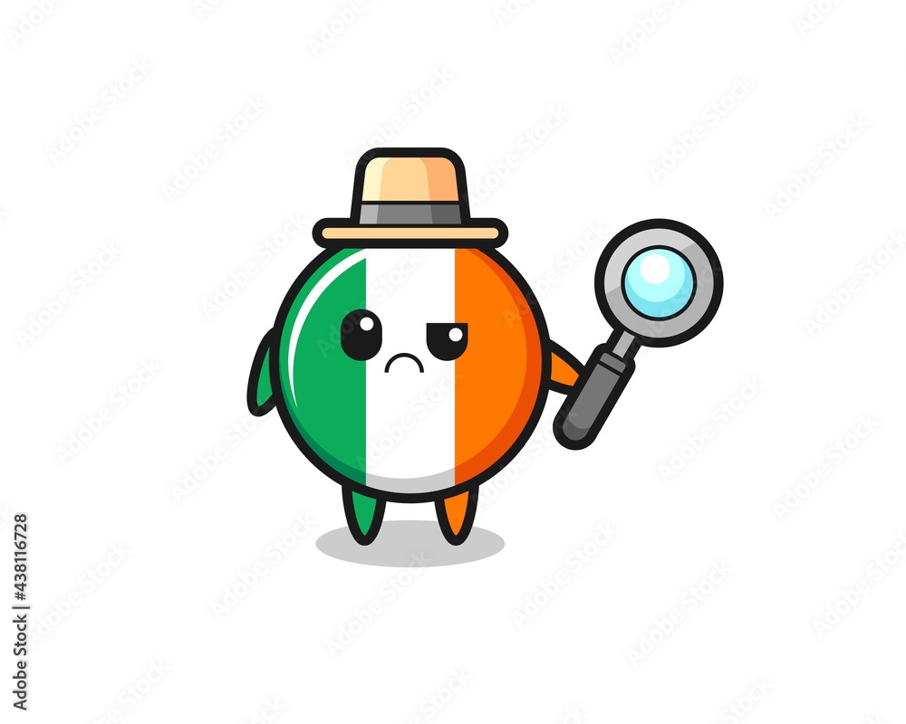 the mascot of cute ireland flag badge as a detective the mascot of cute ireland flag badge as a detective