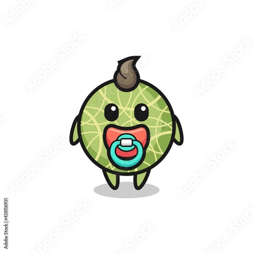 baby melon fruit cartoon character with pacifier