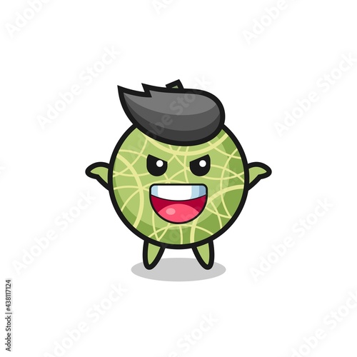 the illustration of cute melon fruit doing scare gesture