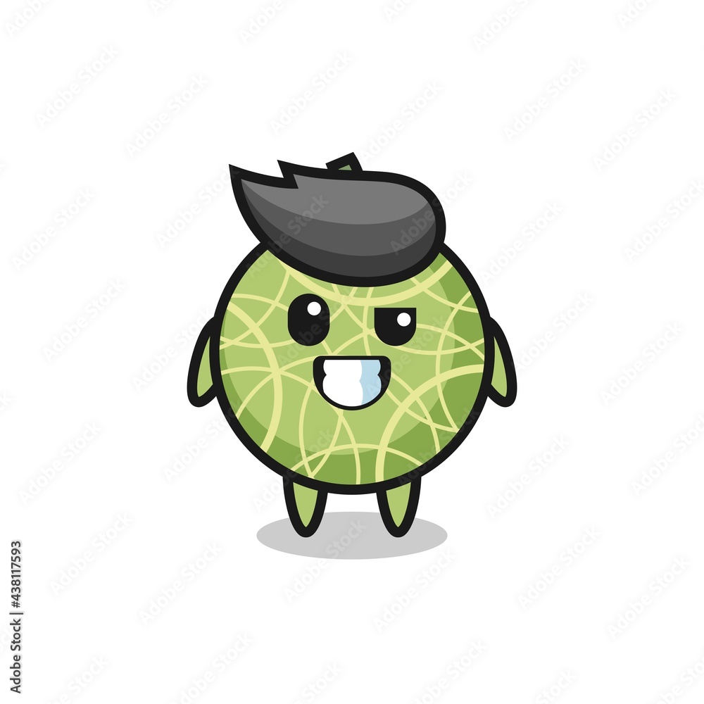 cute melon fruit mascot with an optimistic face