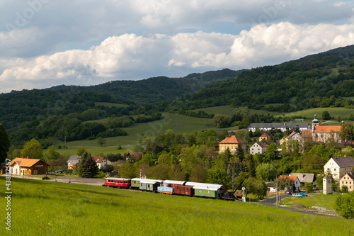 Zubrnice railway museum and village with old houses in Northern Bohemia, Czech Republic photo