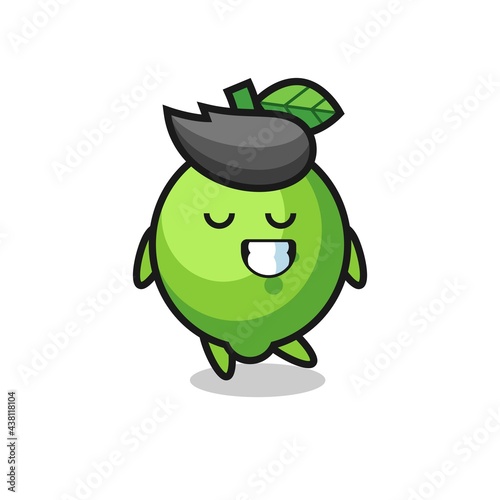 lime cartoon illustration with a shy expression