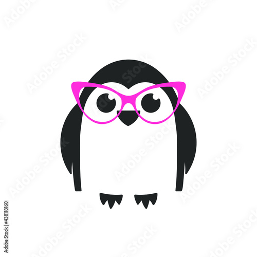 Cute penguin logo template. Isolated vector icon on white background