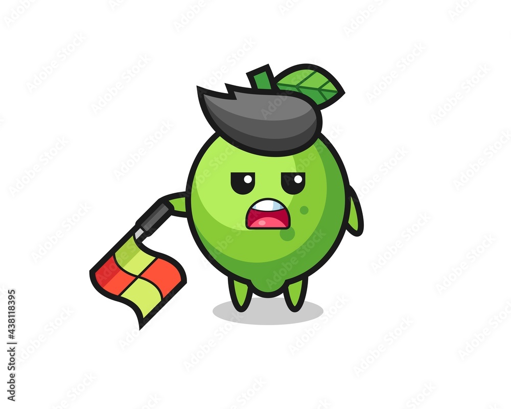 lime character as line judge hold the flag down at a 45 degree angle lime character as line judge hold the flag down at a 45 degree angle