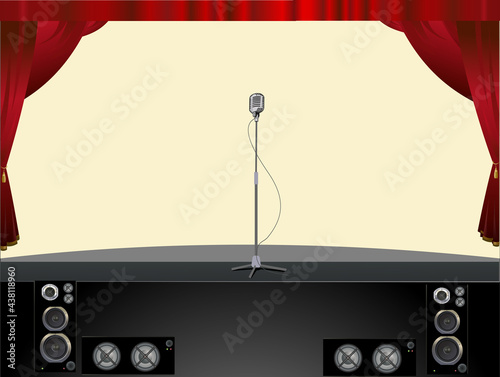 Theater stage with concert microphone