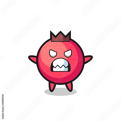 wrathful expression of the cranberry mascot character