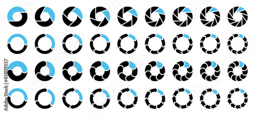 Set 36 Tortendiagramme Pfeile Schwarz Und Blau