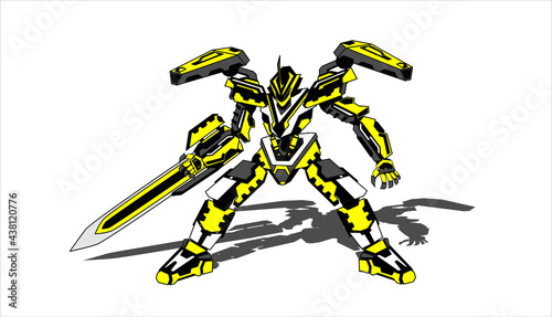 robo mecha war simple modern character
