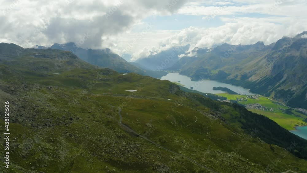 Flight over Lake Silvaplana. Switzerland. Flight over Lake Silvaplana. Switzerland.