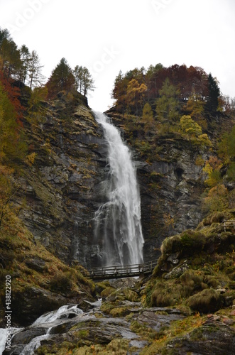Huge Waterfall at Ticino Valle Maggia, Maggiatal, Switzerland in the mountains, long exposure picture