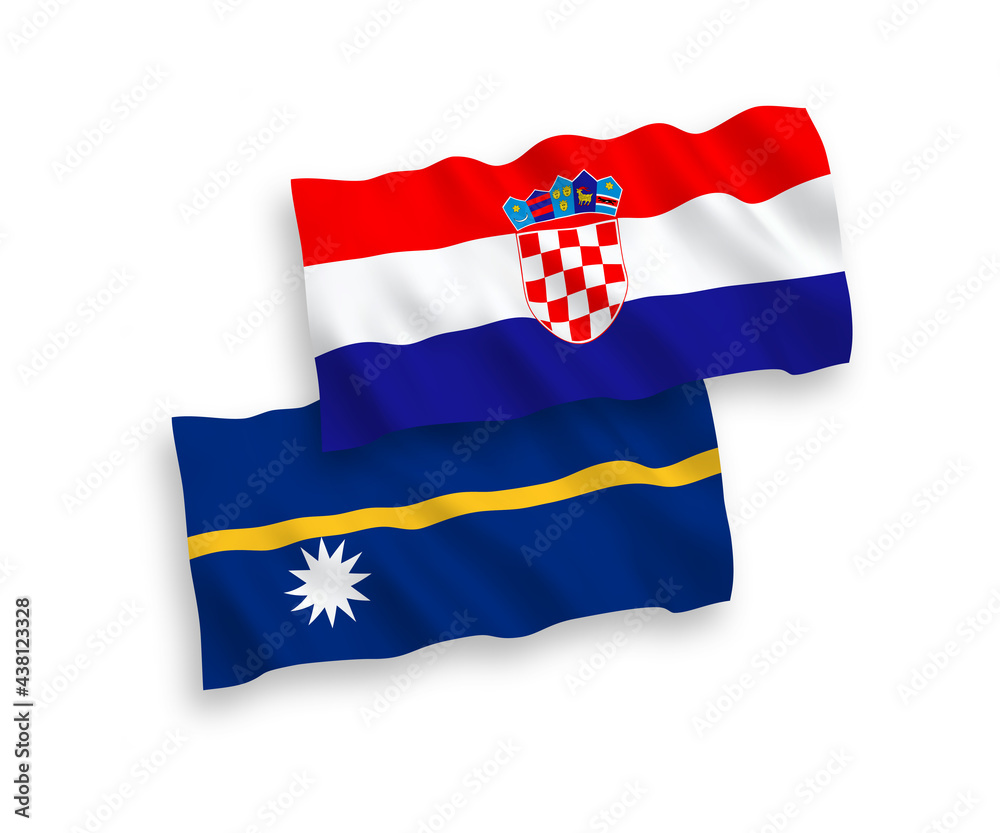 Flags of Republic of Nauru and Croatia on a white background