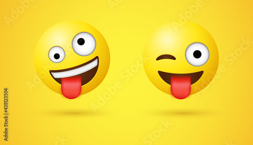 zany emoji Face with tongue and winking face emoji with Stuck Out Tongue - 3d Crazy funny emotions 