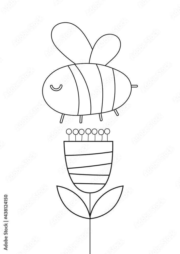 Coloring pages of animals for kids printable worksheet. Bee flower ...
