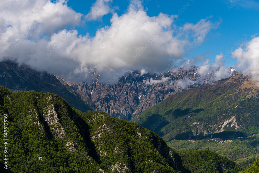 Mountain landscape in North east Italy, Prealpi Giulie - Julian Prealps, Musi mountain chain.