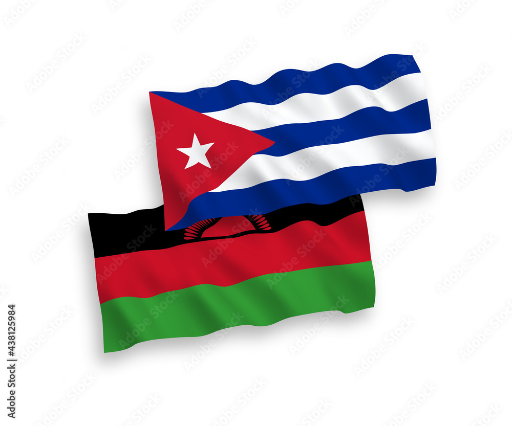 Flags of Malawi and Cuba on a white background Flags of Malawi and Cuba on a white background