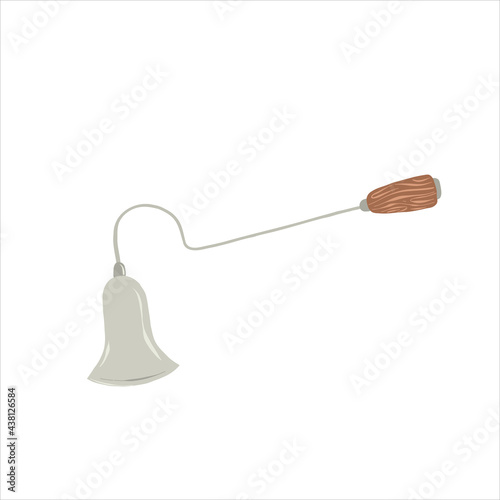 Candle Snuffer, metal candlesnuffer, vector illustration of wick snuffer with wooden handle, fire flame extinguisher, candle cap clipart
